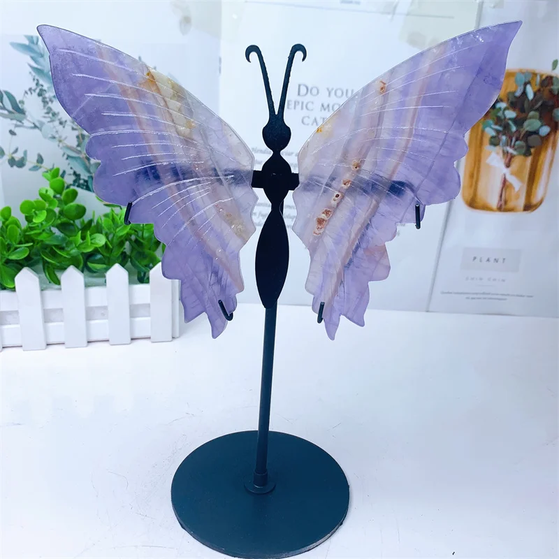 

Natural Fluorite Butterfly Wings Crystal Healing Gemstone Crafts For Girl Birthday Present Decorations Gift 1pair