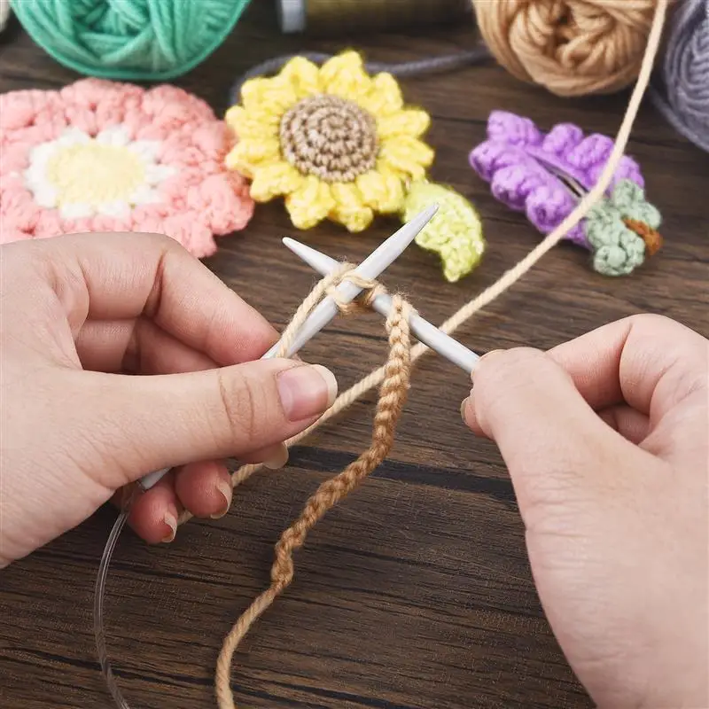 2.0-8mm Sweater Knitting Needle Stainless Steel Ring Needlework 40cm Weaving Circular Knitting Needlework Kits DIY Knitted Tool
