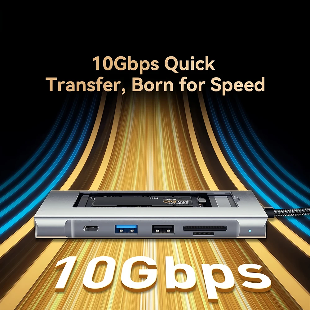 8-in-1 USB C Docking Station with Disk Storage Function M.2 SSD HUB TYPE-C to HDMI Adapter USB 3.2 10Gbps For Laptop Macbook Pro