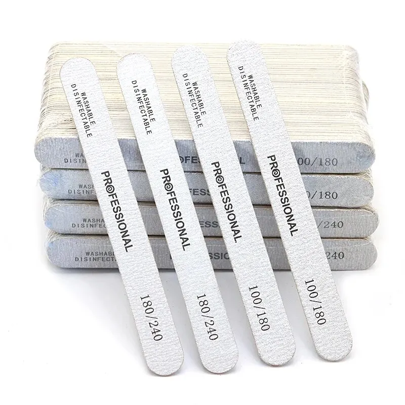 100Pcs Wooden Nail File Professional Sanding Buffer Files 100/180/240 Double Side For Salon Manicure Pedicure UV Gel Tips Tools