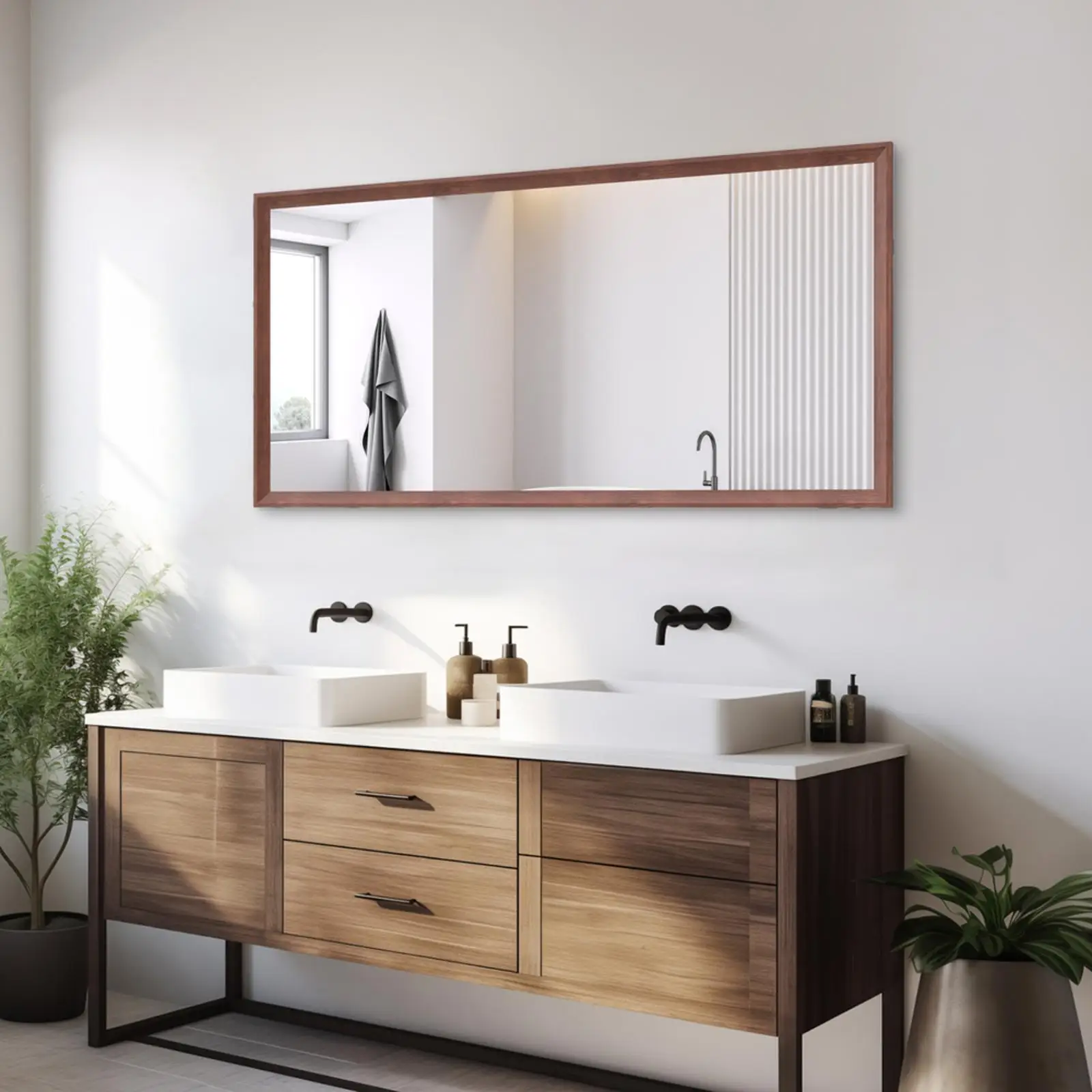 Modern Wall Mirror Large Bathroom Mirror Oversized Rectangle Design for Bedroom Living Room