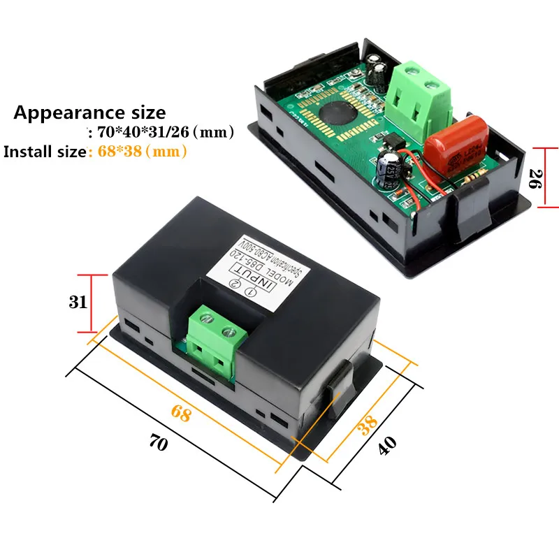 LCD D85-120 LCD 디지털 디스플레이 AC 전원 공급 장치 전압 측정 뒷면 커버가 있는 AC80-500v 전압 측정기
