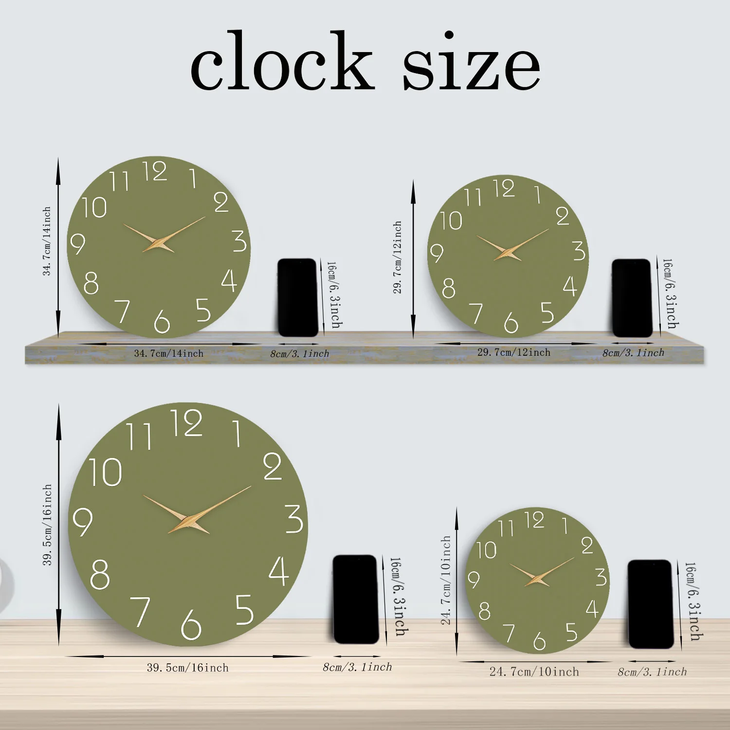 Modern Simple Digital Wooden Wall Clock Living Room Bedroom Kitchen Home Decoration Wall Clock Silent Quartz Holiday Gift 10 Inches 12 Inches 14 16inch