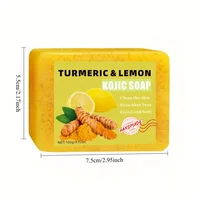 Savon à l'acide kojique au citron et au curcuma, visage et bain 2 en 1, hydratant en profondeur pour la peau, adapté à tous les Types de peau, 3 pièces 4