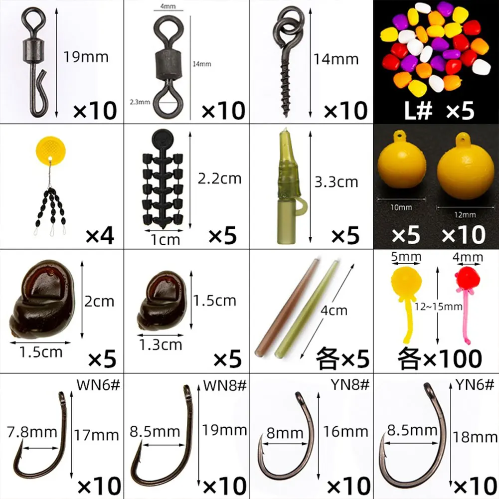 Carp Fishing Equipment Kit with Weights and Double Sided Box