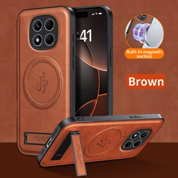 Premium PU Leather Magnetic Stand Case with Full Camera Protection - Shockproof Cover for Redmi note 15 Pro 4G (Brown)
