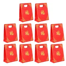 Bolsa de papel para regalo de Año Nuevo, bolsas de papel de mano, 10 piezas