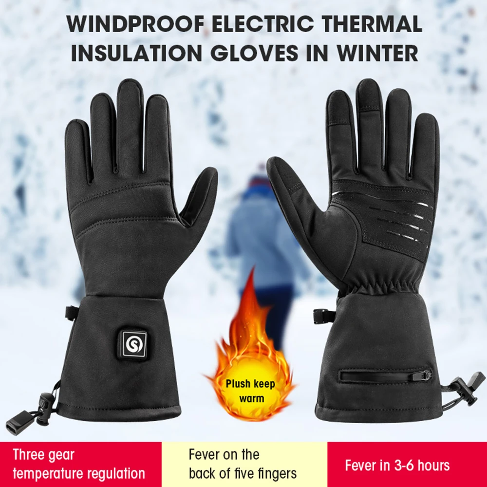 

Snow Deer Winter Heated Mittens Electric Gloves Motorcycle Windproof Battery Touch Flexible Screen Skiing Cover Protect Knuckle