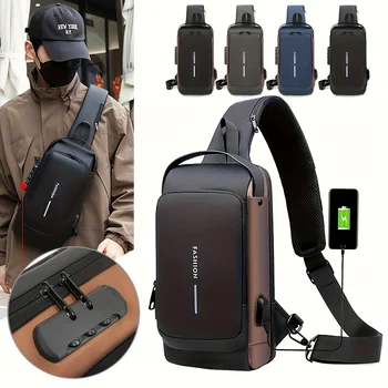 Passwort Lock Anti-Diebstahl männer Tasche männer Brust Tasche Casual Sport Kleinen Rucksack Schulter Umhängetasche Motorrad Tasche