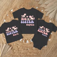 Personalized Big Sister Little Sister Family Shirts Unicorn Print Sibling Matching Clothes Custom Name Kids T-shirt Baby Romper 1