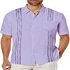 2024 Men's Cotton and Linen Cuban Guayabera Shirt Fashion Casual Popular Business Short Sleeve Button Shirt Summer Beach Top 6