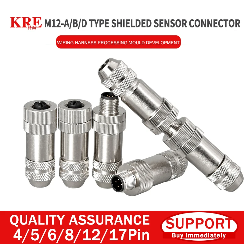 kre-5-10-20-pcs-m12-4-5-6-8-core-male-female-shielded-sensor-connectors-metal-assembly-aviation-plug