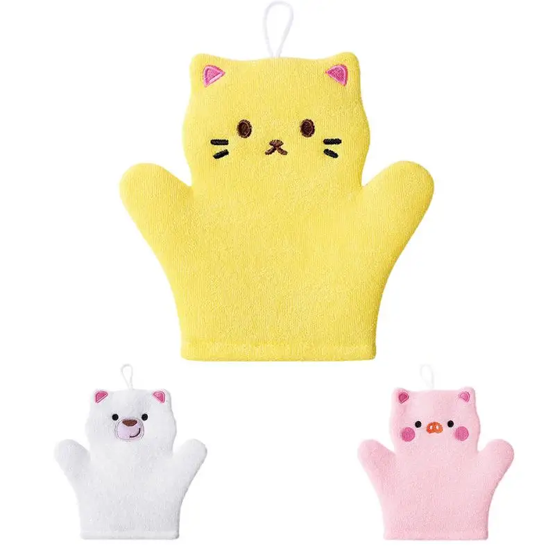 Baby Cartoon Bathing Gloves Children's Bath Rubing Cotton mittens Bath Towel for Kids Comfortable Brush Shower Accessories