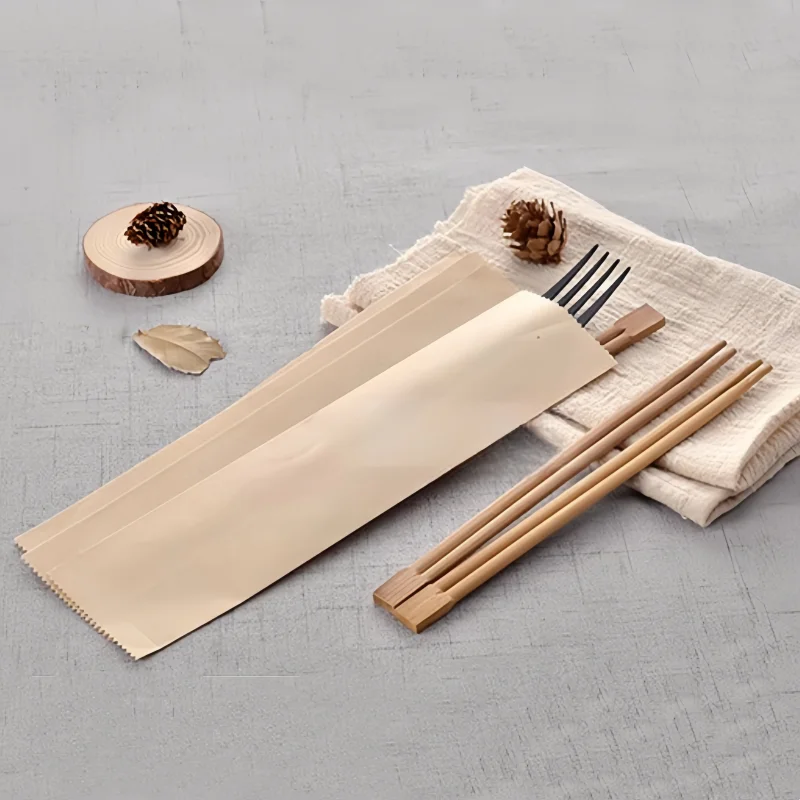 Kraft Paper Chopsticks Set Disposable Chopsticks Set Paper Bag Knife Fork Spoon Tableware Set Packing Bag Individual Packing 4