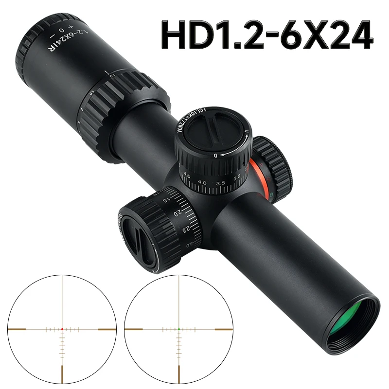 

HD1.2-6X24 Red Green Reticle Optical Sight Tactical Rifle Scope 11mm 20mm 22mm Hunting Reflex Riflescope Fixing Clip