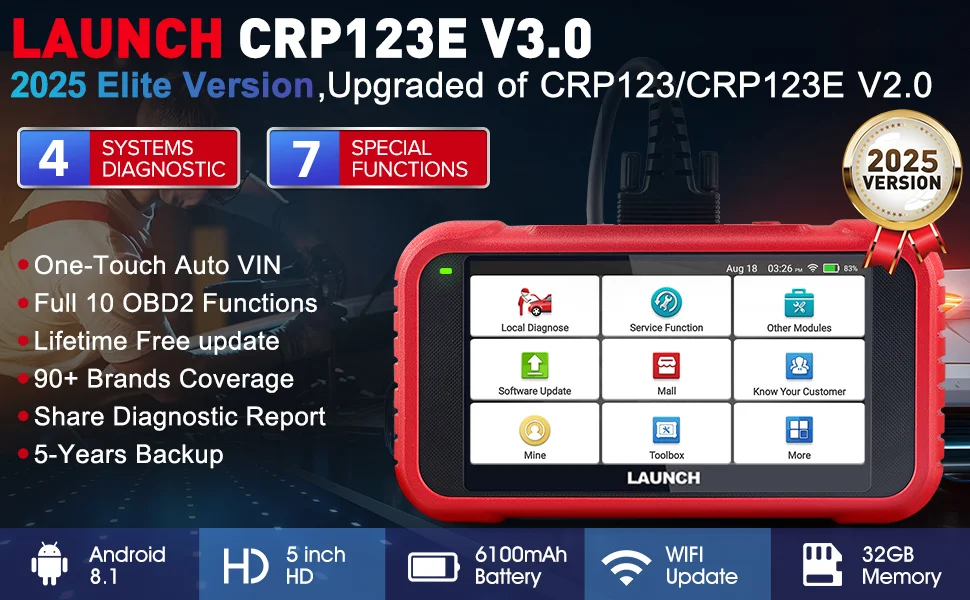 LAUNCH X431 CRP123E V3.0 OBD2 Auto Scanner OBD OBDII Motor ABS Airbag SRS Getriebe Automotive Diagnose Werkzeuge PK CRP123X – Detail 1