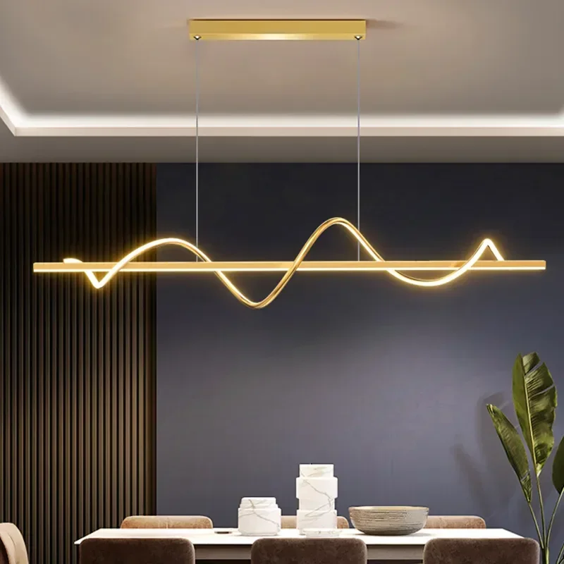 

Modern Gold Wave Pendant Light for Dining Room Spiral Pendant Lamp Kitchen Chandelier Lighting Fixture