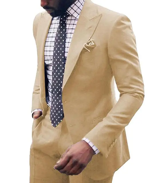 Blazer Set Casual Fashion Peak Custom Men Suits Wedding Tuxedo Terno Masculino Prom Groom  2Pcs Slim Fit Blazer Jacket+Pant