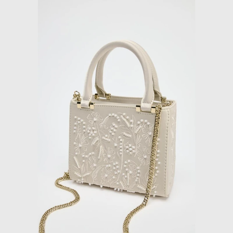 حقيبة يد صغيرة من القماش الخشن لؤلؤية، حقيبة كروس...