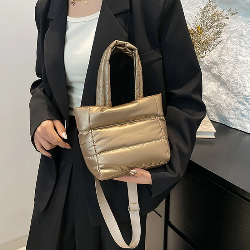 Woman Puffy Lightweight Small Purse and Handbag Quilted Shoulder Bag Adjustable Strap Crossbody Square Bag