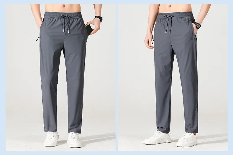 Eisseide Herrenhose Sommer Dünner Stil Business Casual Hose Outdoor Stretch Atmungsaktiv Gerades Bein Lose Lange Hose – Detail 13