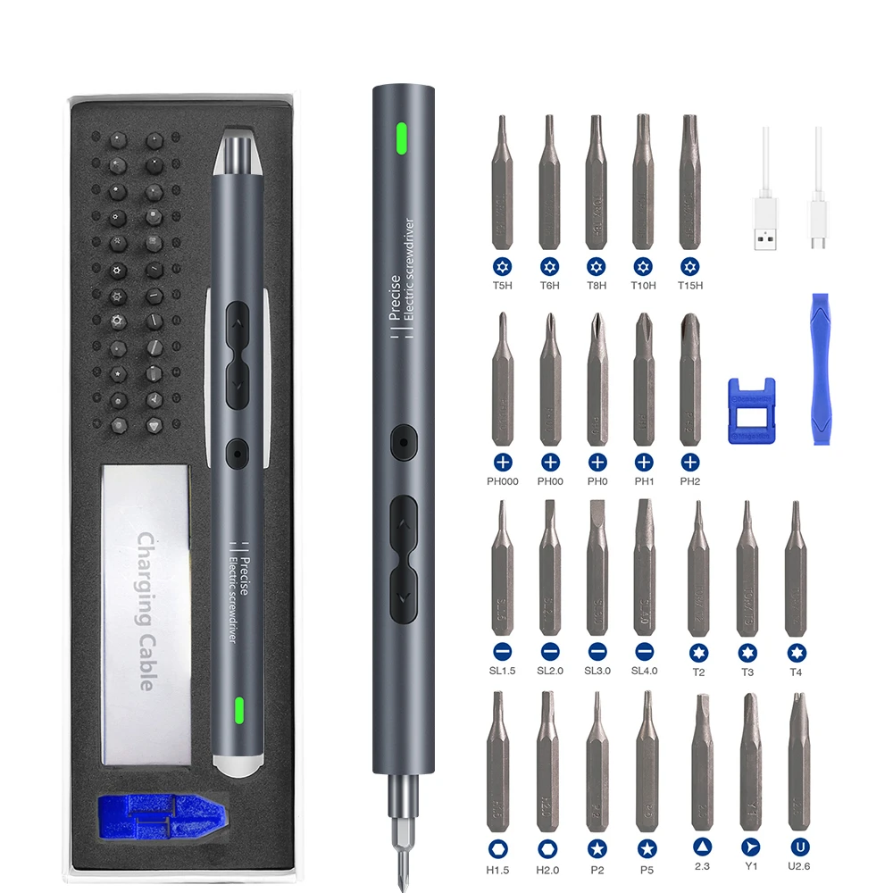 Precision Electric Screwdriver 24 Pcs S2 Alloy Steel Bit Screwdrivers