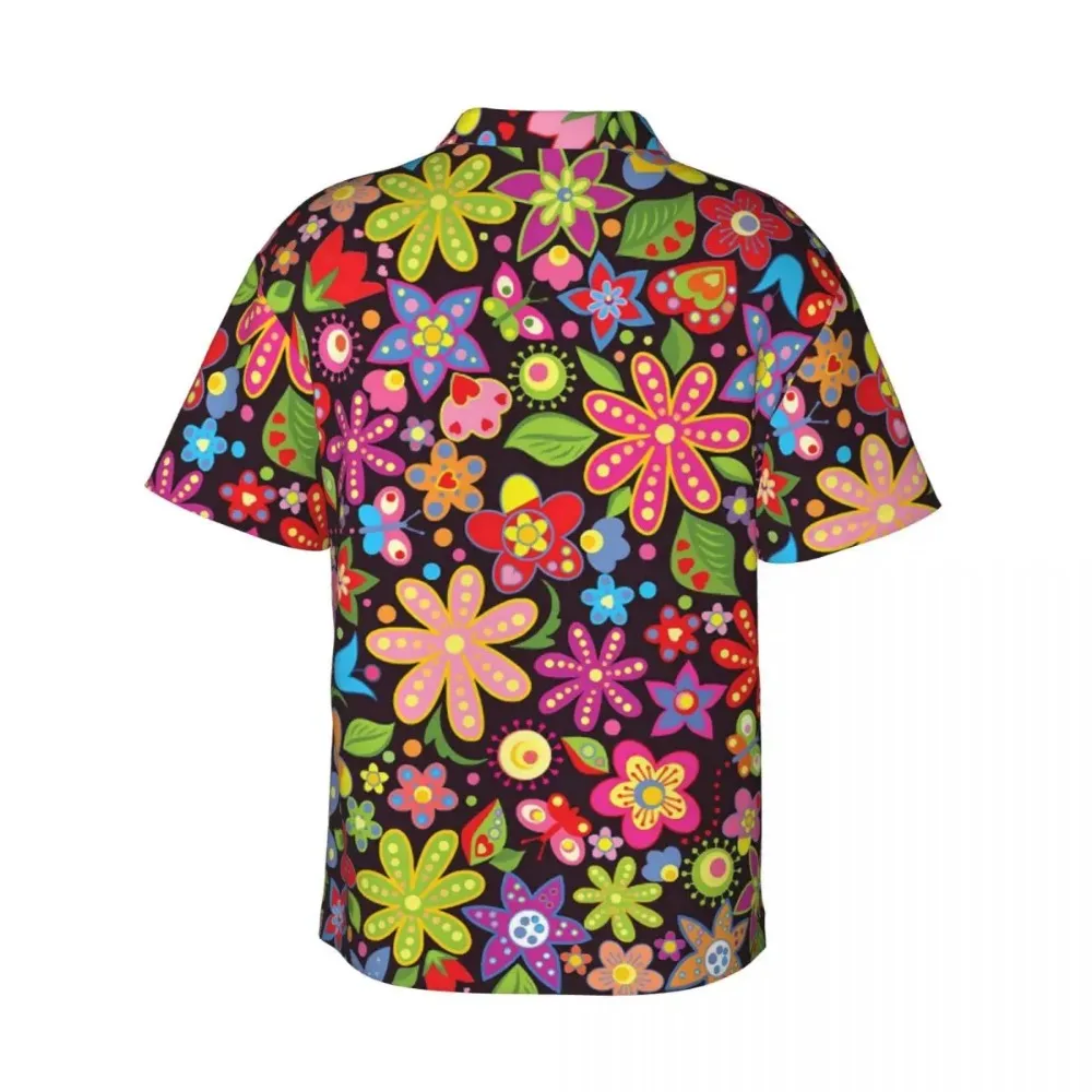 Casual Short Sleeved Shirt Short Sleeved Shirt Flower Power Casual Shirt Hippie Floral Petals Vintage Summer Shirts Man Short Sleeve Beach Harajuku Design Oversize Blouses