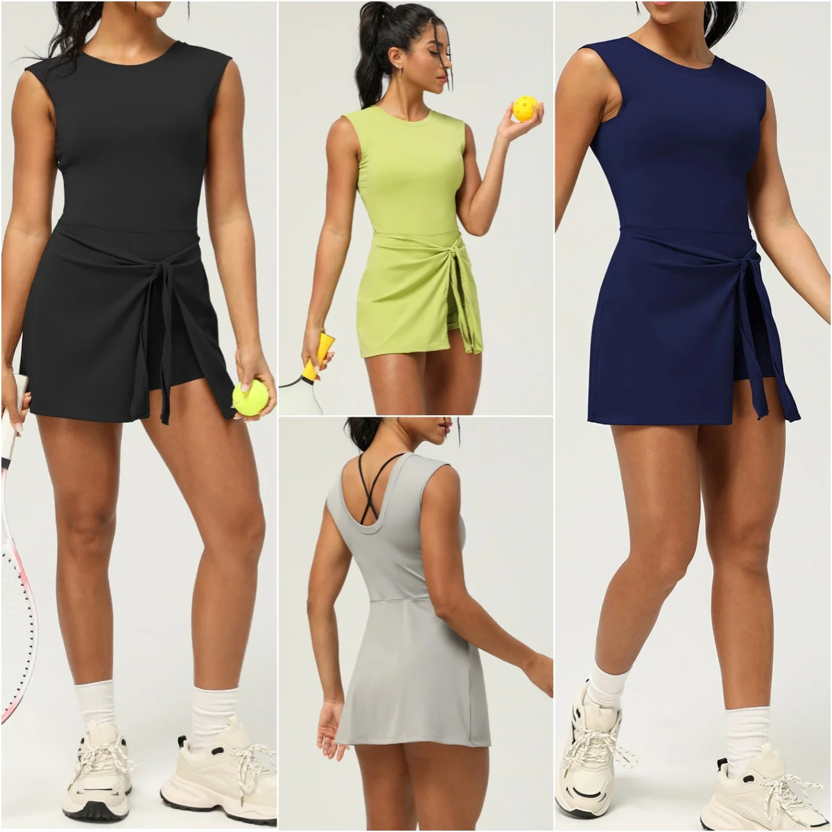 Women Tennis Dress Stretch Golf Wear One Piece Fitness Skirt Summer Short Golf Dress Sports Gym Frock Badminton Women Activewear