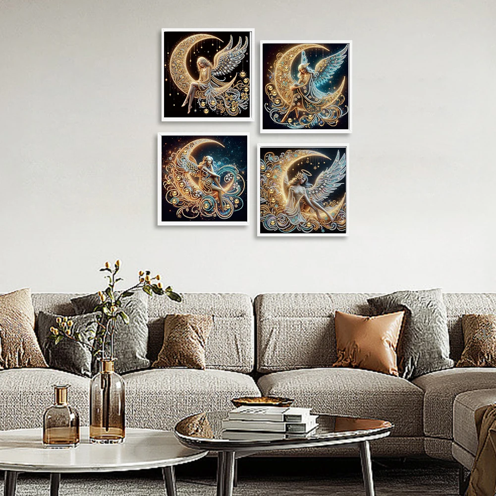 4pcs 30x30cm Girl 5D DIY Special Shape Crystal Partial Diamond Painting Kit