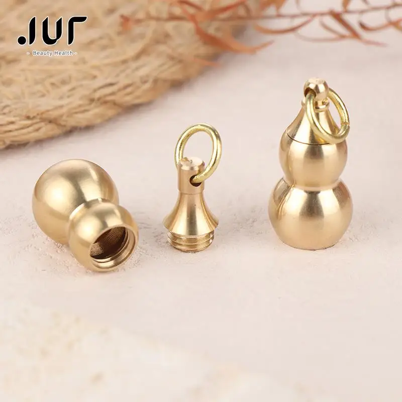 

Brass Gourd Stupa Pendant Pagoda Keychain Hanging Necklace Jewelry Waterproof Pill Box Medicine Case Container Bottle Keychains