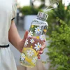 550ML Plastic Water Bottle Portable Gym Sport Water Bottle Bowknot Love Pattern Leakproof Water Cup Little Daisy Office Bottle 4