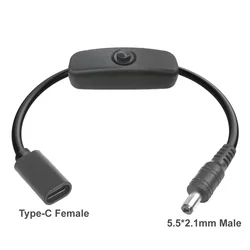 Versatile USB - C Power Extension Cable with On/Off Switch (C - F to DC 5.5x2.1 - M)