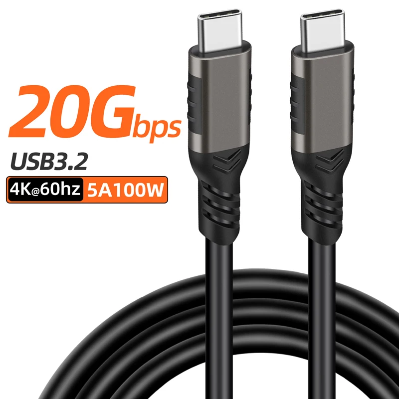 Cavo Usb 3.2 Gen2 Da 20Gbps Da Tipo C A C Per Macbook Air Pro Xiaomi 100W 5A Thunderbolt 3 Cavo Di Ricarica Dati Video Usbc 4K Hd 2/3M