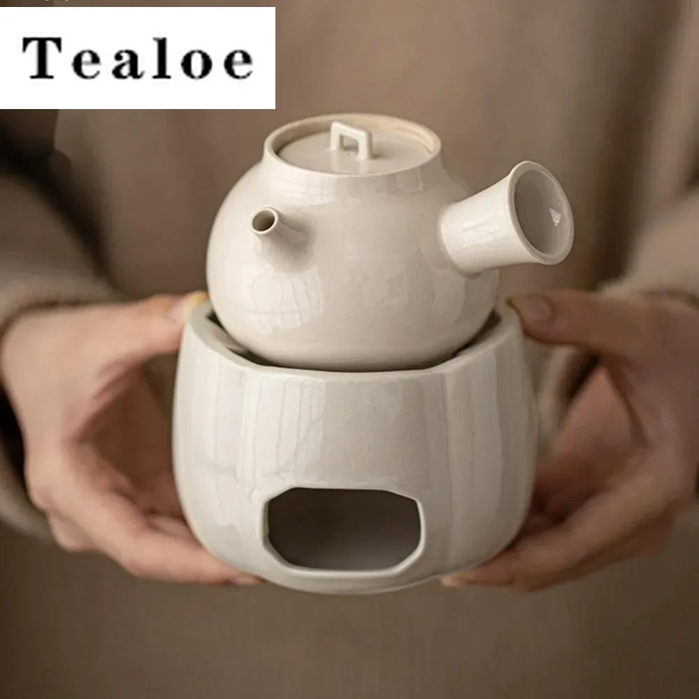 Plant Ash Glaze Candle Tea Warmer Vintage Heating Base Chinese Tea Stove Household Side Handled Teapot Servicies Collection