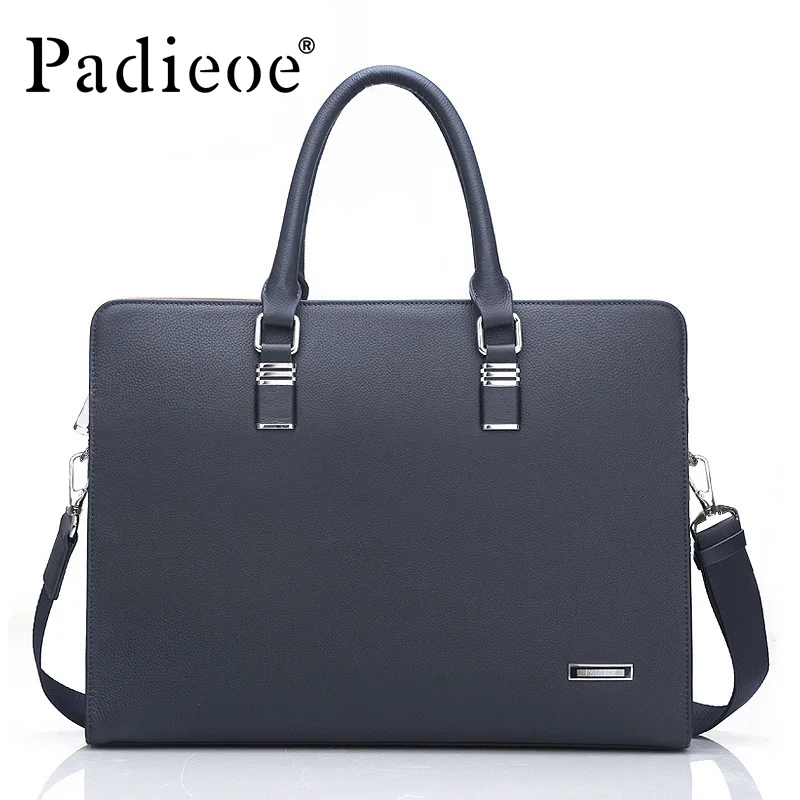 Padieoe Luxury Brand Genuine Leather Men Laptop Bag Briefcase Fashion Men's Business Bags Casual Leather Messenger Bag for Men