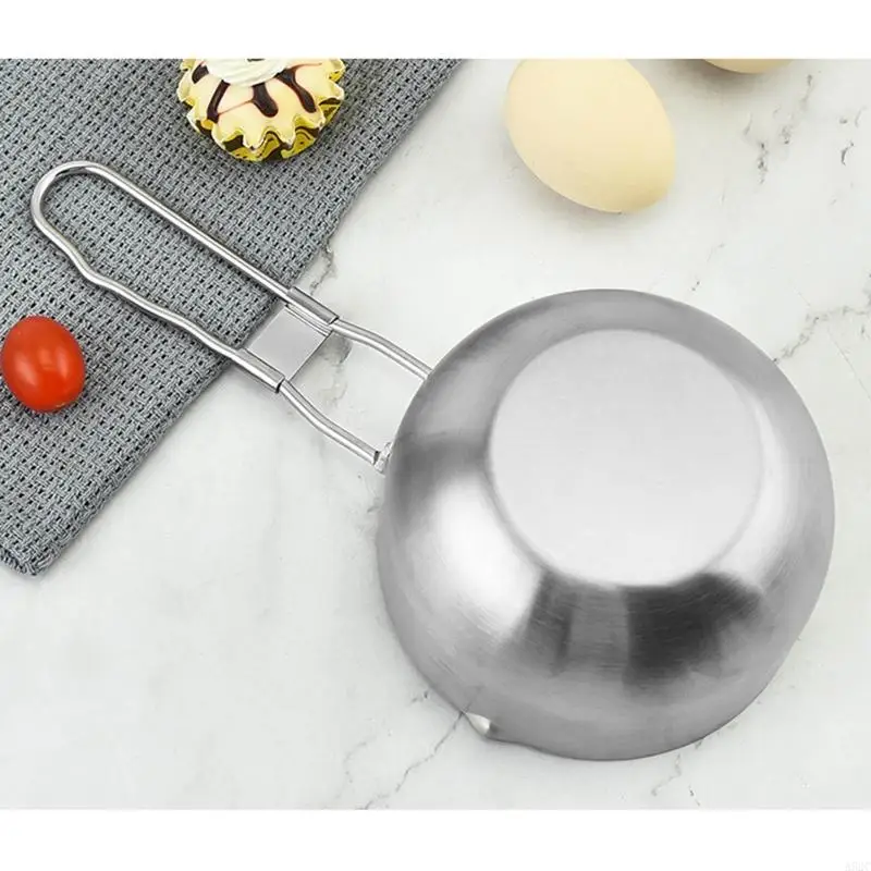 A52C Milk Pan with Two Side Spouts 25.3cm/10-inch Instant Pan Stainless Steel for Camping Outdoor Large Capacity