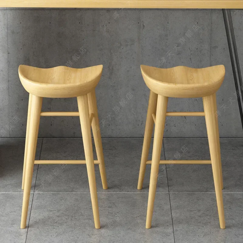 Bar Chairs Nordic Modern Log Bar Chair Solid Wood Stool