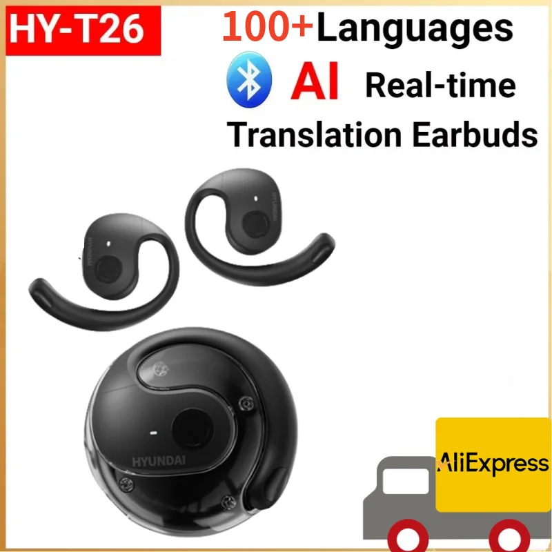 Hy-T26 Pro Draadloze Bluetooth Vertaling Oordopjes, HY-T26 Pro Taalvertaler, uitgerust met AI App, Vertaling Hoofdtelefoon Ondersteuning 75 talen, BT 5.4, HiFi Stereo Sound (zwart Hy-T26 Pro Draadloze Bluetooth Vertaling Oordopjes, HY-T26 Pro Taalvertaler, uitgerust met AI App, Vertaling Hoofdtelefoon Ondersteuning 75 talen, BT 5.4, HiFi Stereo Sound (zwart