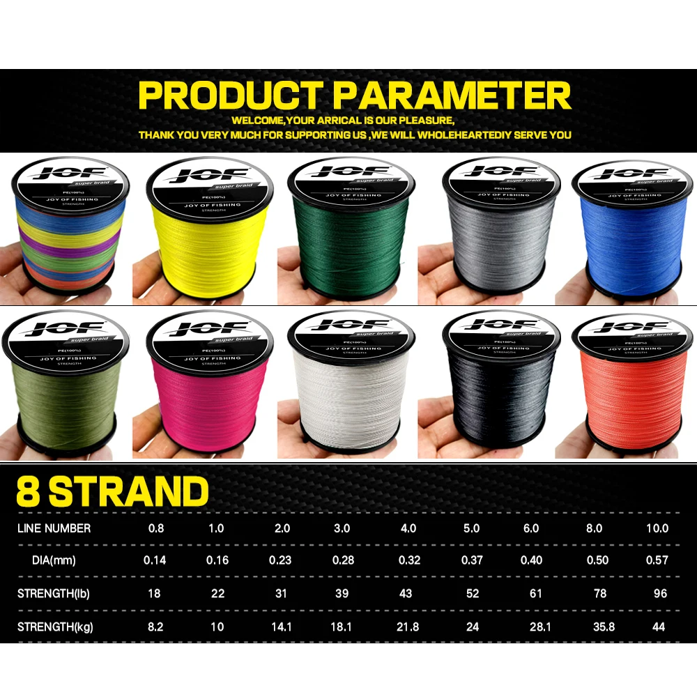 Fishing Line JOF 100M 300M X8 Super Strong PE Braided Fishing Lines Multifilament Lines For Carp Fishing Wire Rope Cord Pesca