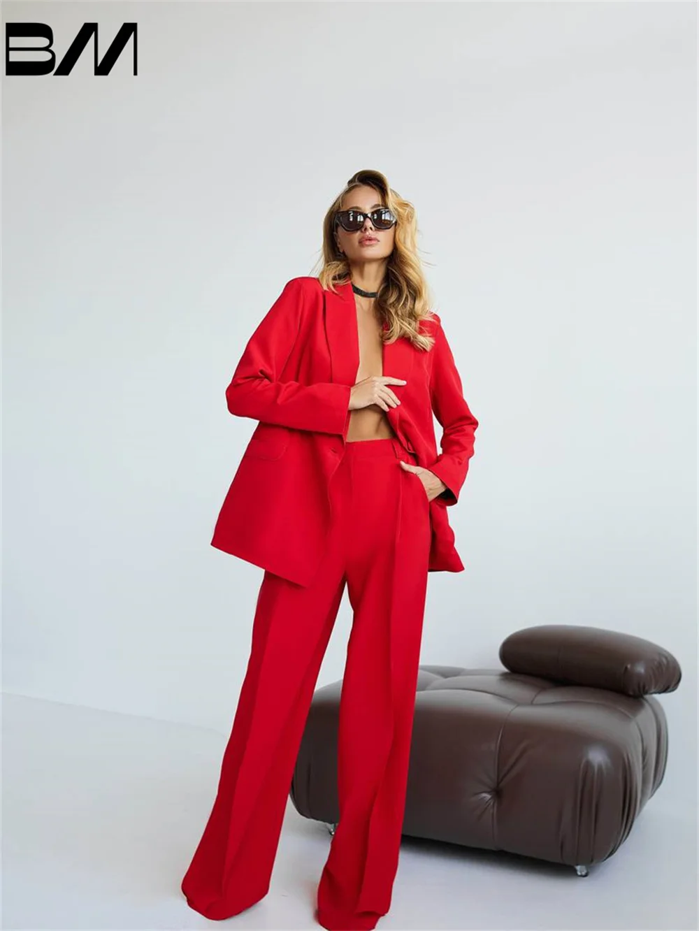 BRLMALL Women Suits 2 Piece Elegant Red Office Suit Women Pant Suits Formal Occasions 2024 Business Suits Wedding Guest Suits