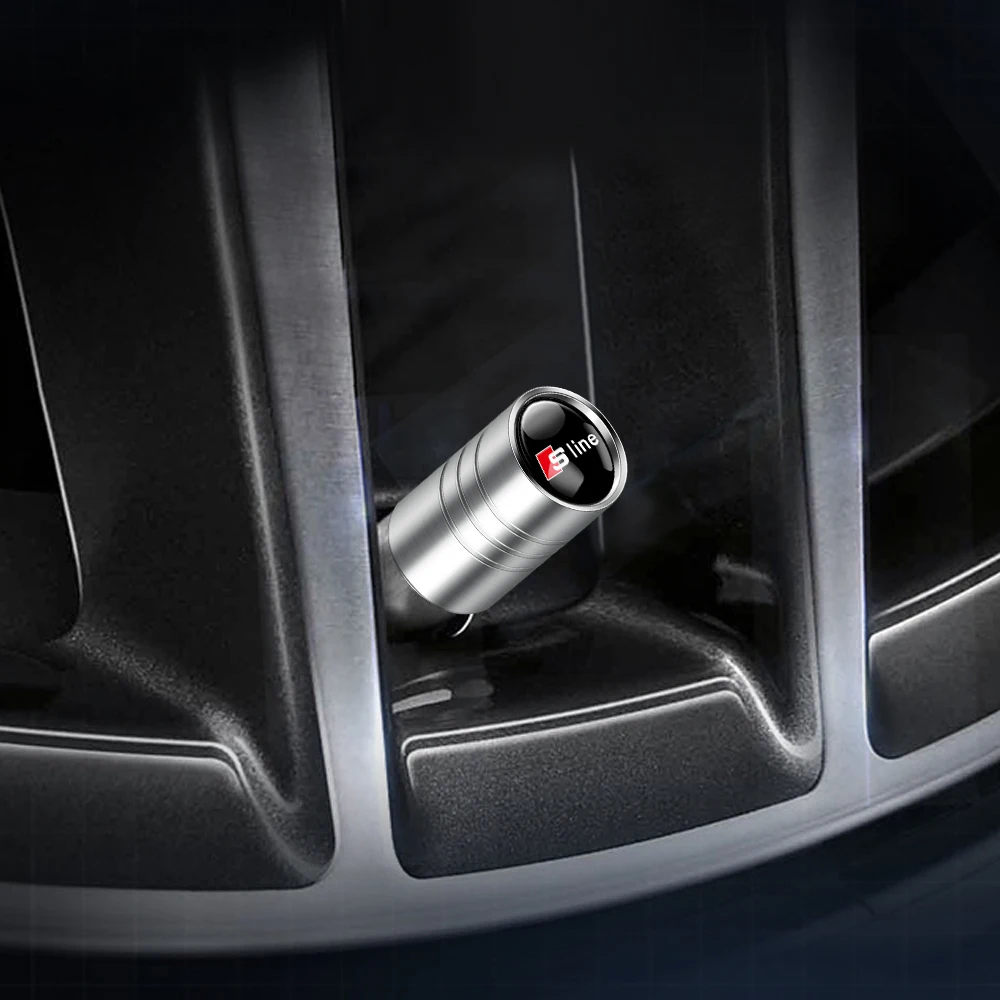 4개 휠 타이어 밸브 캡 에어 스템 타이어 플러그 액세서리 (아우디 A1 A2 A3 A4 A5 A6 A7 A8 콰트로 S라인 RS Q2 Q3 TT B5 B6 B7 B8 용)