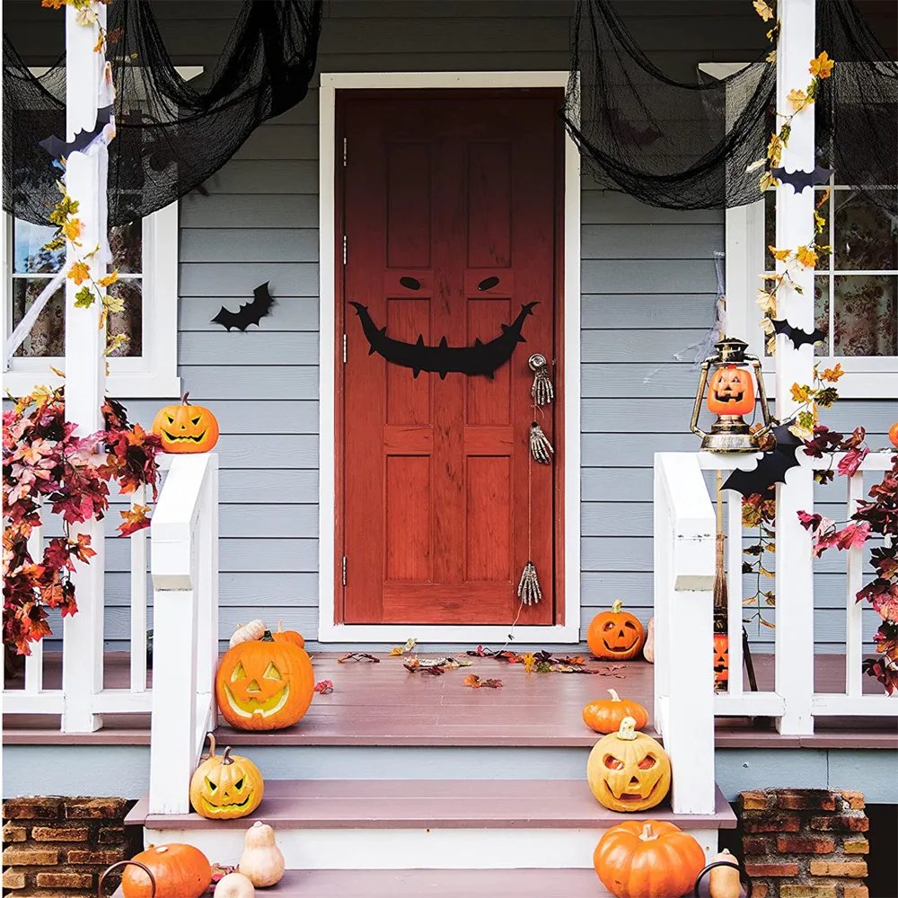 30 × 72 Zoll Halloween schwarz Horror Stoff gruseligen Stoff Stoff Halloween Dekorationen Spukhaus im Freien hängen gruselige Gaze Dekor – Detail 17