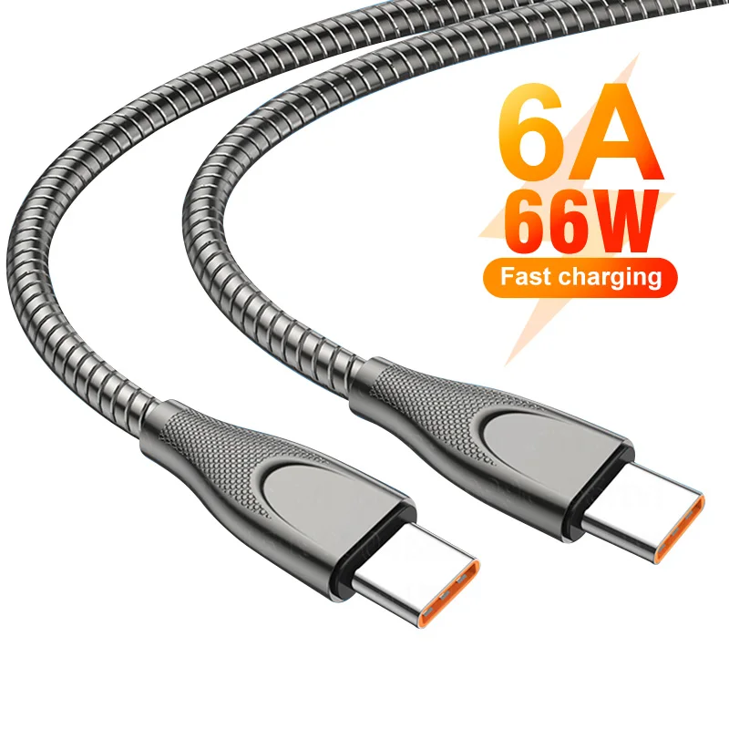 

Aluminium alloy USB Type C Cable 6A 66W For Huawei Mate40 Pro 5A Fast Charging QC3.0 USB C Charger Cable Data Cord for Xiaomi 1M