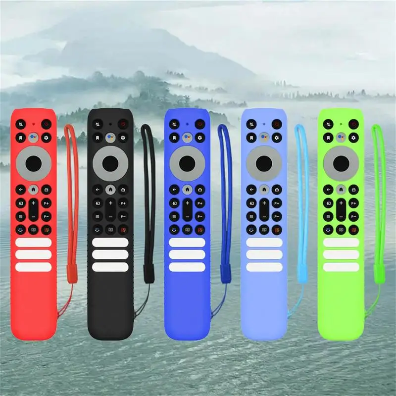 Silicone Remote Control Cover Case with Lanyard Anti Slip Television Remote Cover All Inclusive for TCL RC902V FMR1 Voice