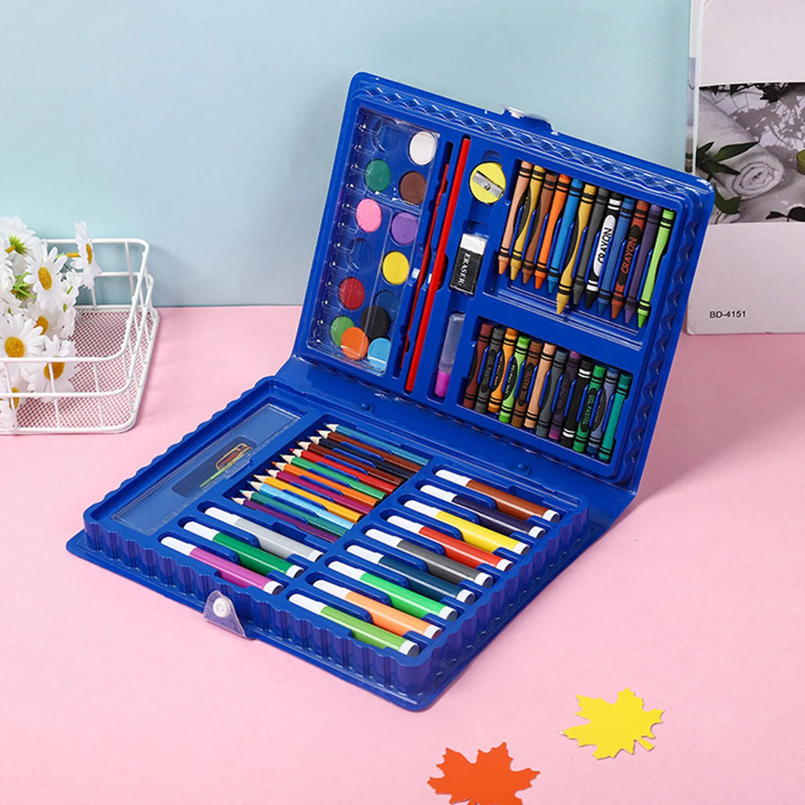 68PCS Kids Painting Drawing Art Set with Crayons Oil Pastels Watercolor Markers Colored Pencil Tools for Toddlers Gift