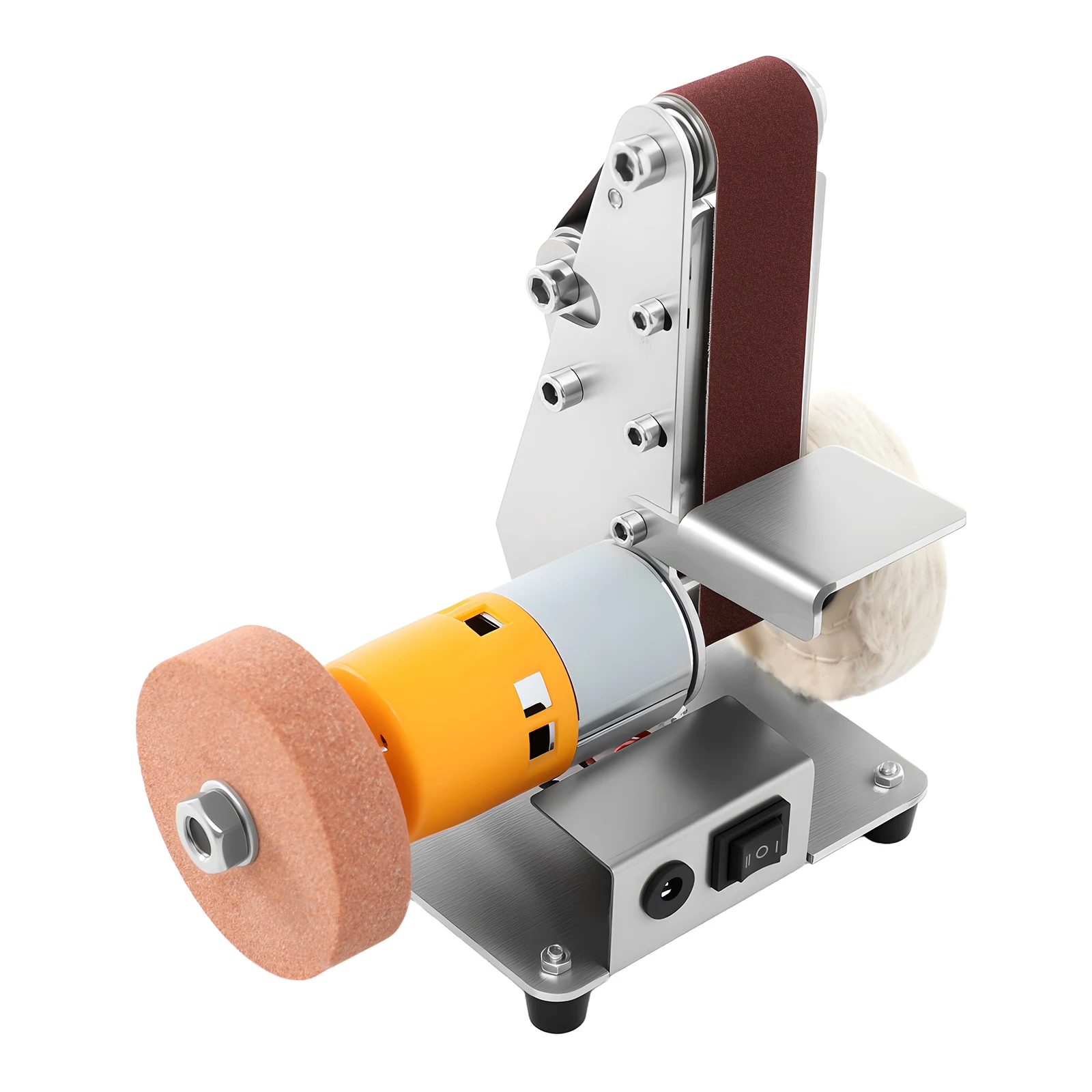 Bandschleifer 1x30 Zoll Mini-Tischschleifer mit Variabler Geschwindigkeit, Schleifband und Polierscheibe für Messermacher, Holz, Metall und DIY – Detail 16