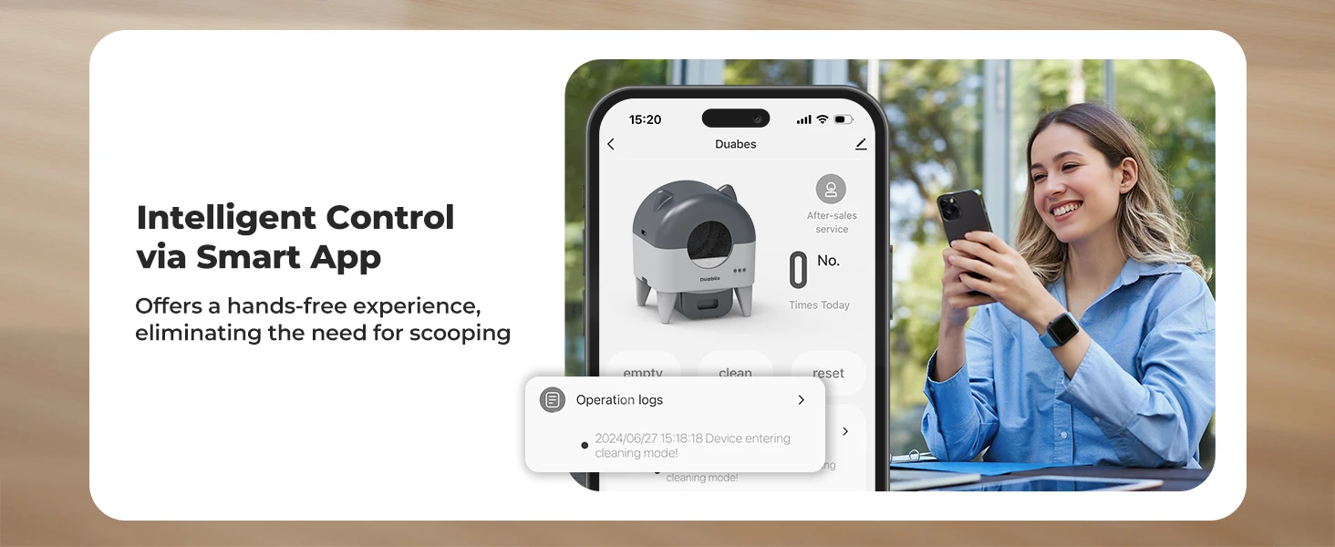 self cleaning litter box with app control
