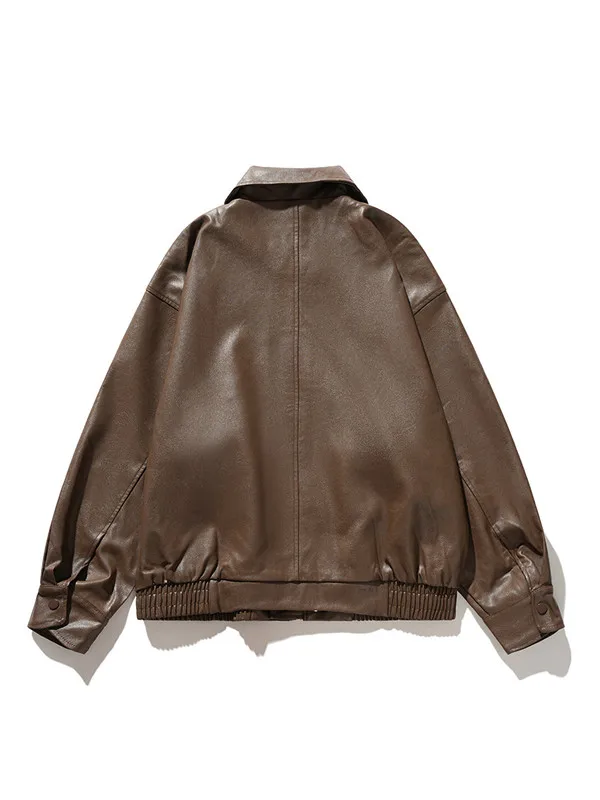 Men Japanese Style Leather Jacket Men's Trendy Brand Cool Street Trend Jackets Autumn and Winter New Men's PU Leather Jacket - 4