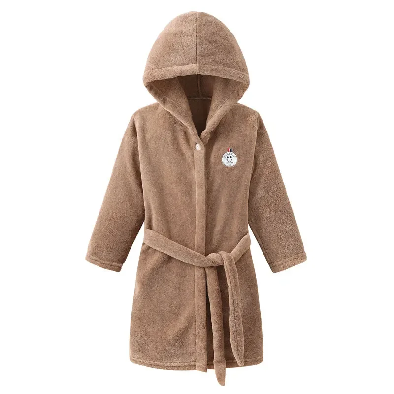 Fashion Solid Color Kids Clothes Girls Bath Robe Spring & Autumn Children Boys Bathrobe Long Sleeve Hoodie Boy Robes 2-8 Years