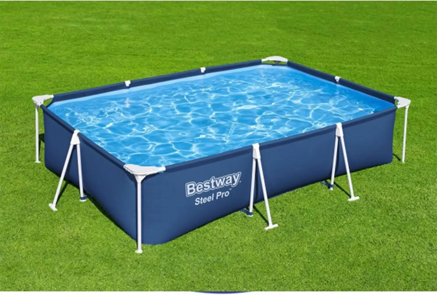 Steel Pro 9.8' x 6.6' x 26" Rectangular Steel Frame Above Ground Outdoor Backyard Swimming Pool Set with 330 GPH Filter Pump